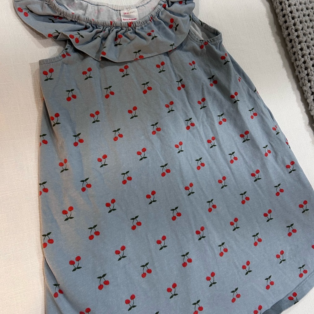 Hanna Andersson Ruffle Neck Swing Dress Very Cherry 6-7/120